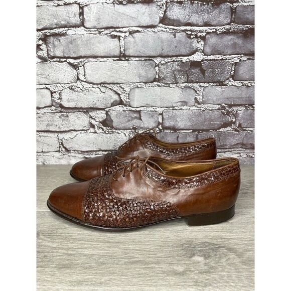 Johnston Murphy Domani Brown Leather Cap Toe Basketweave Lace Men 10.5M US/43EU main image 14